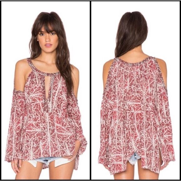 Free People Good Morning Cold Shoulder Top Size Medium - Picture 1 of 12